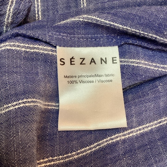 SEZANE Button Up Front Ruffled Striped Tank Top - Picture 9 of 12